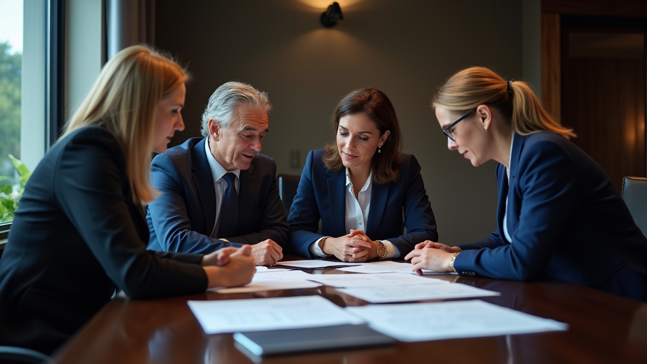 Professional meeting between delegation coach and clients