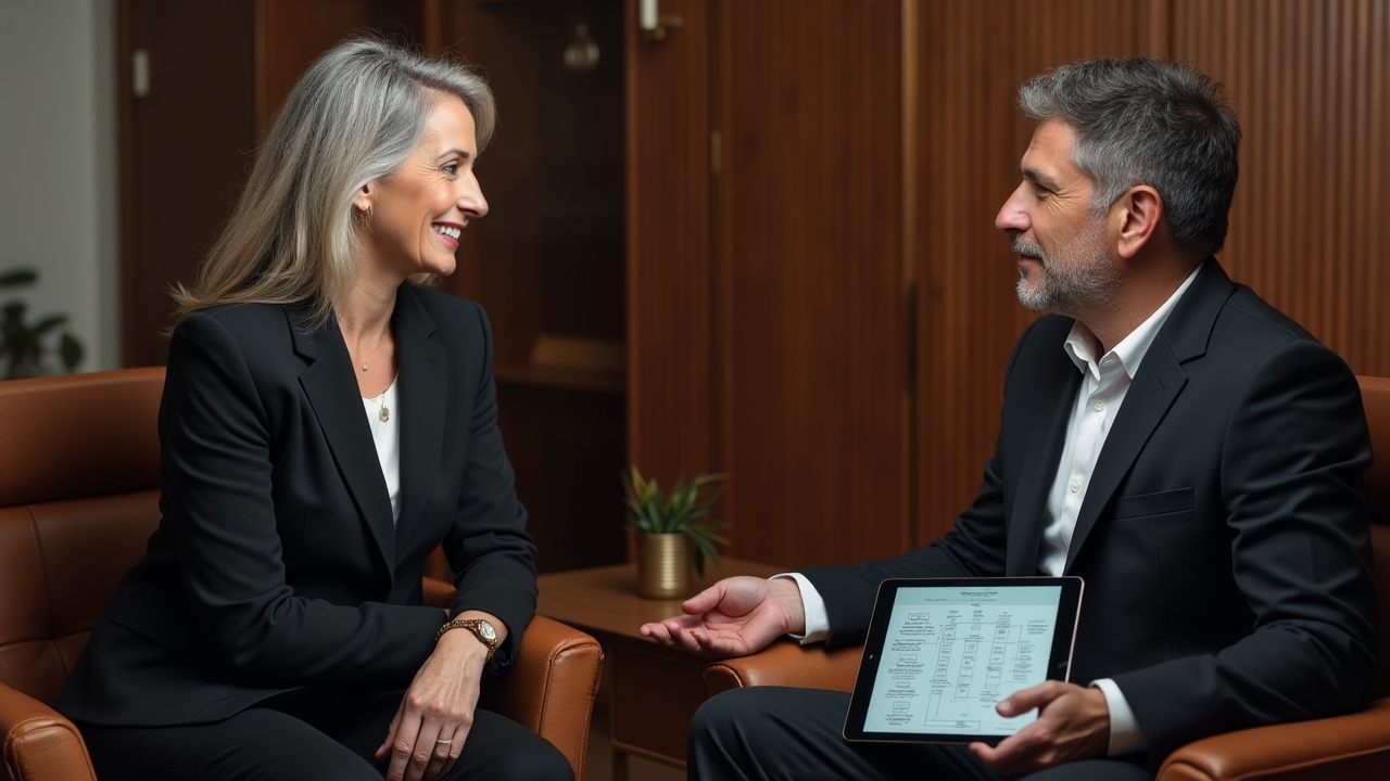 Executive consultation session between coach and client