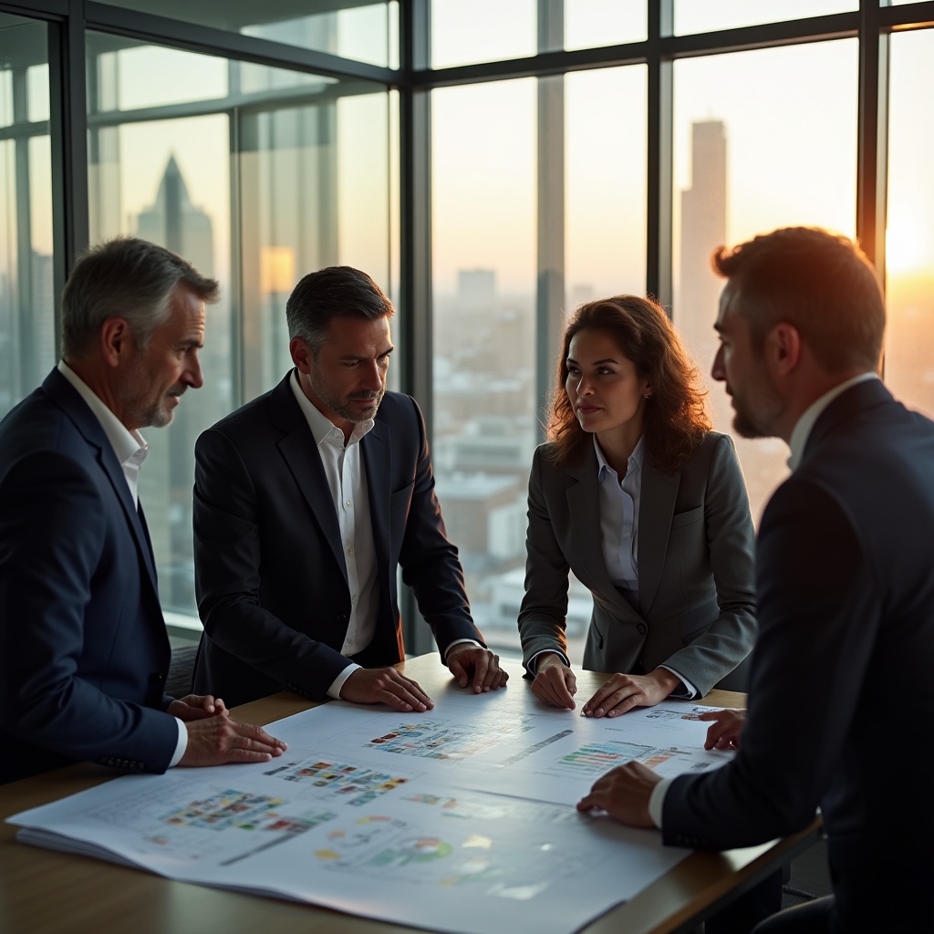 Executive team analyzing performance metrics