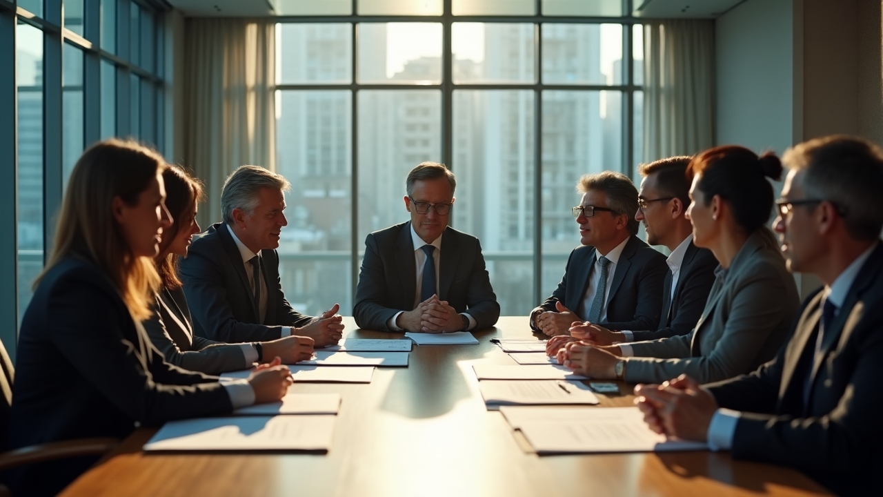 Diverse executive team engaged in a strategic planning session