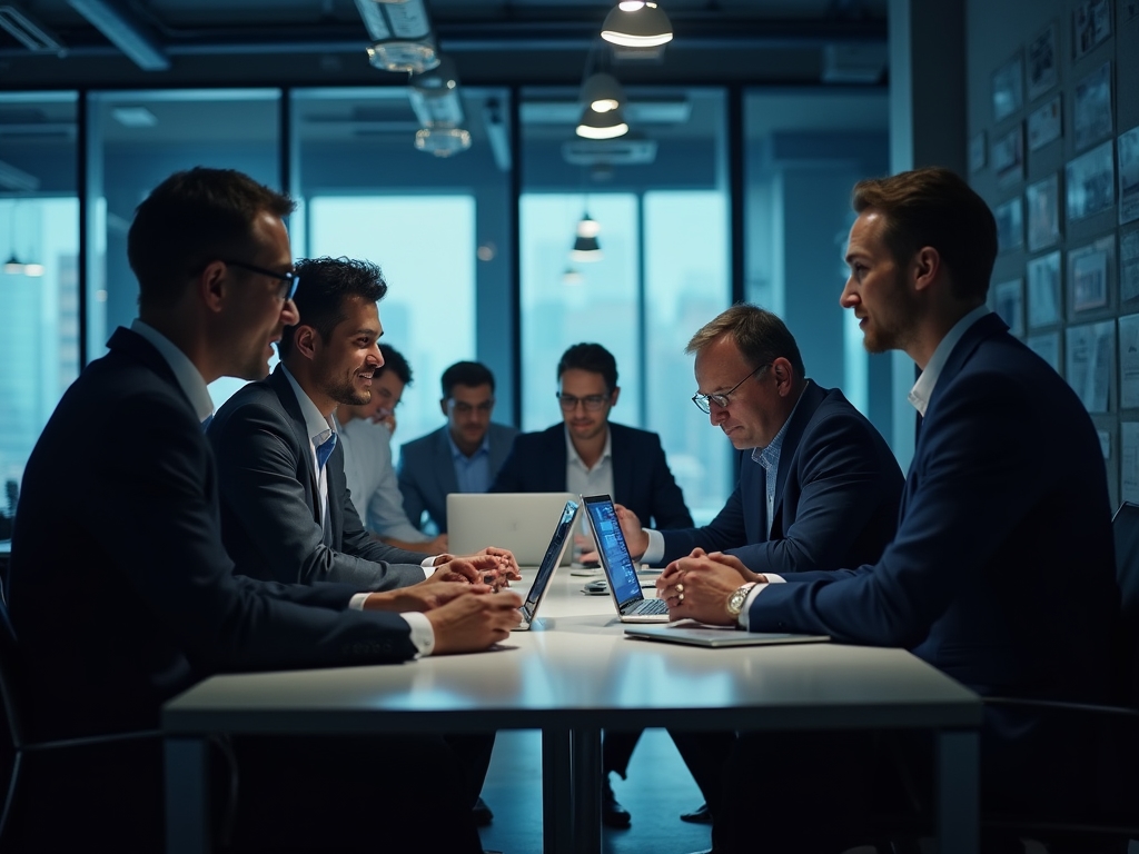 Diverse team working collaboratively in a modern office space